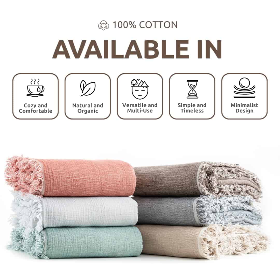 Manta de Muselina DREAMY RIKKA Tamaño Queen -Ocean Beige - Imagen 8