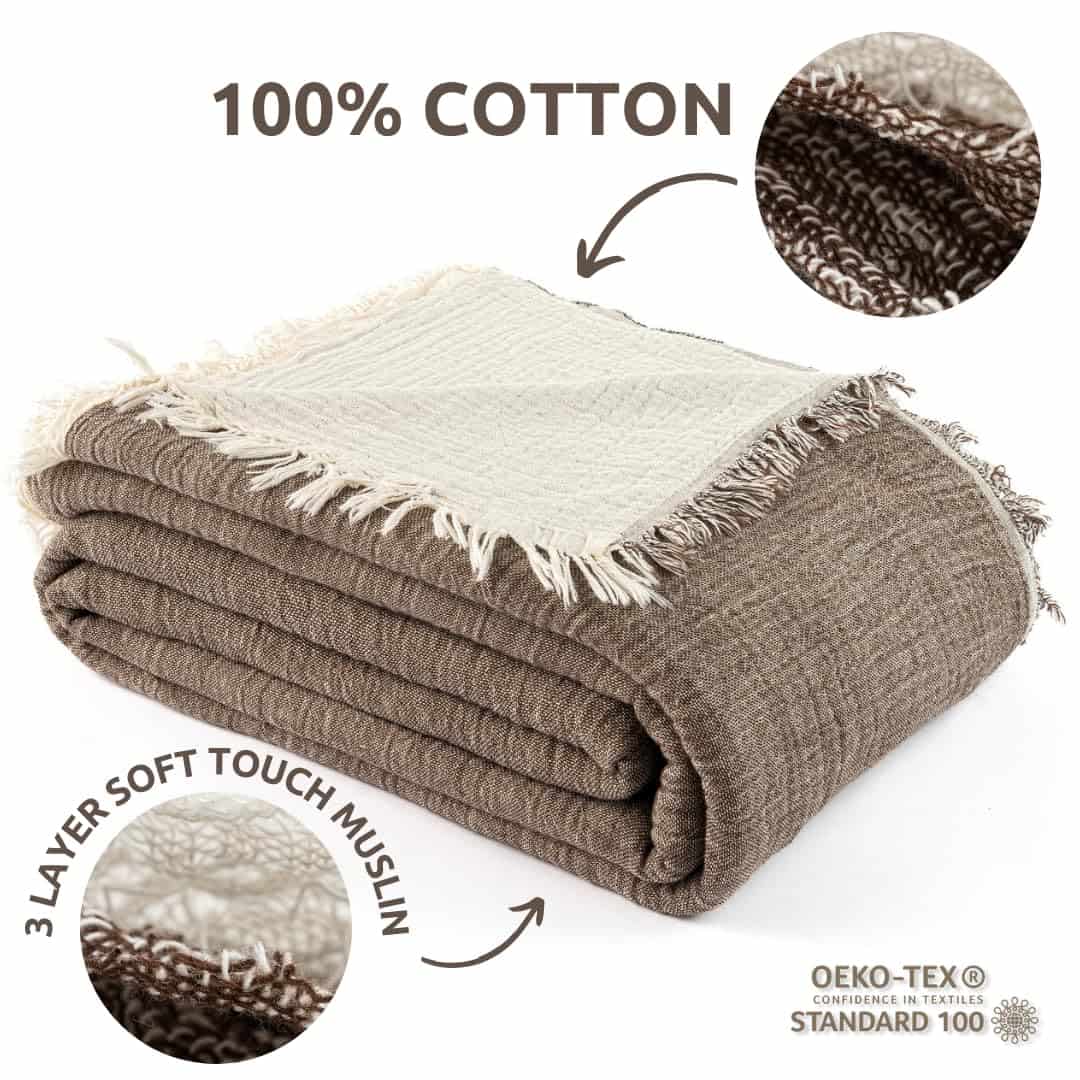 Manta de Muselina DREAMY RIKKA Tamaño Queen -Ocean Beige - Imagen 9