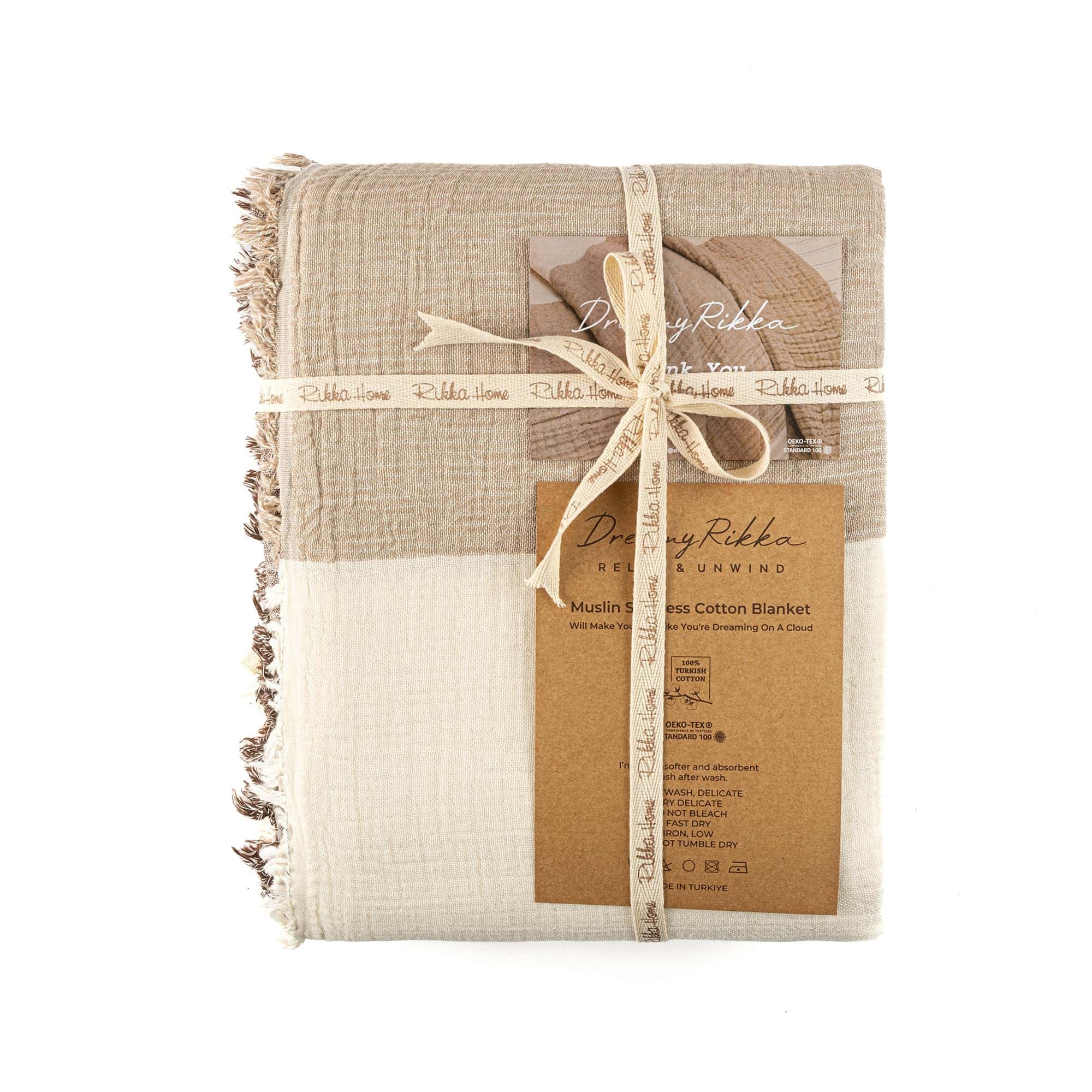 Manta de Muselina DREAMY RIKKA Tamaño Queen -Dove Beige - Imagen 5