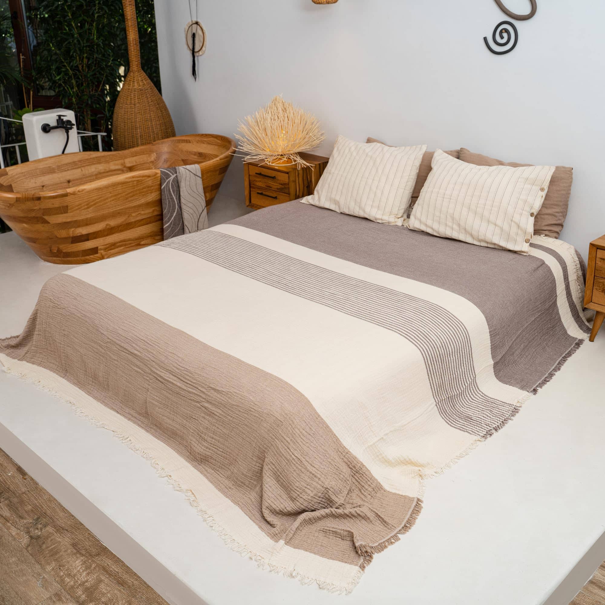 Manta de Muselina DREAMY RIKKA Tamaño Queen -Dove Beige - Imagen 3