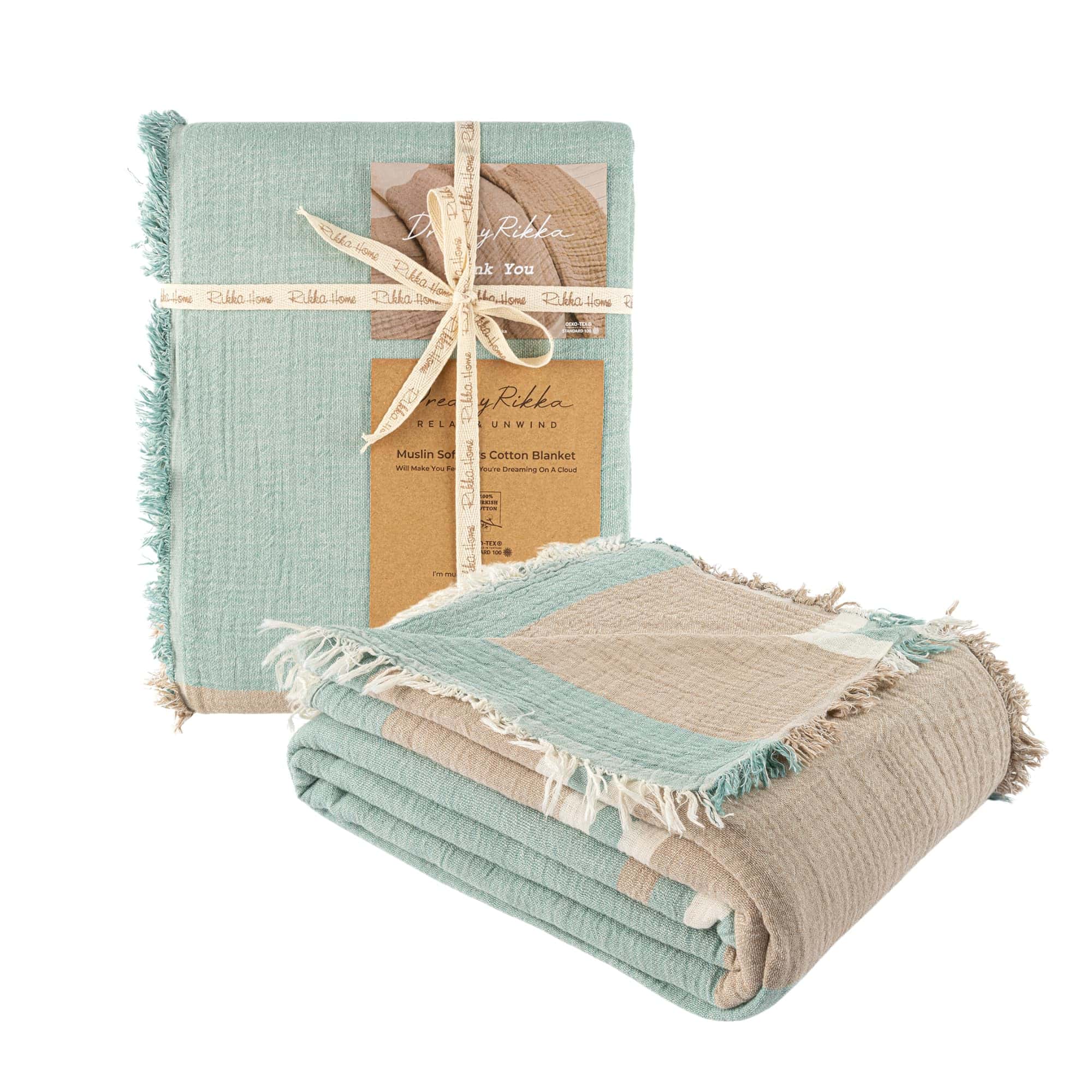 Manta de Muselina DREAMY RIKKA Tamaño Queen -Ocean Beige