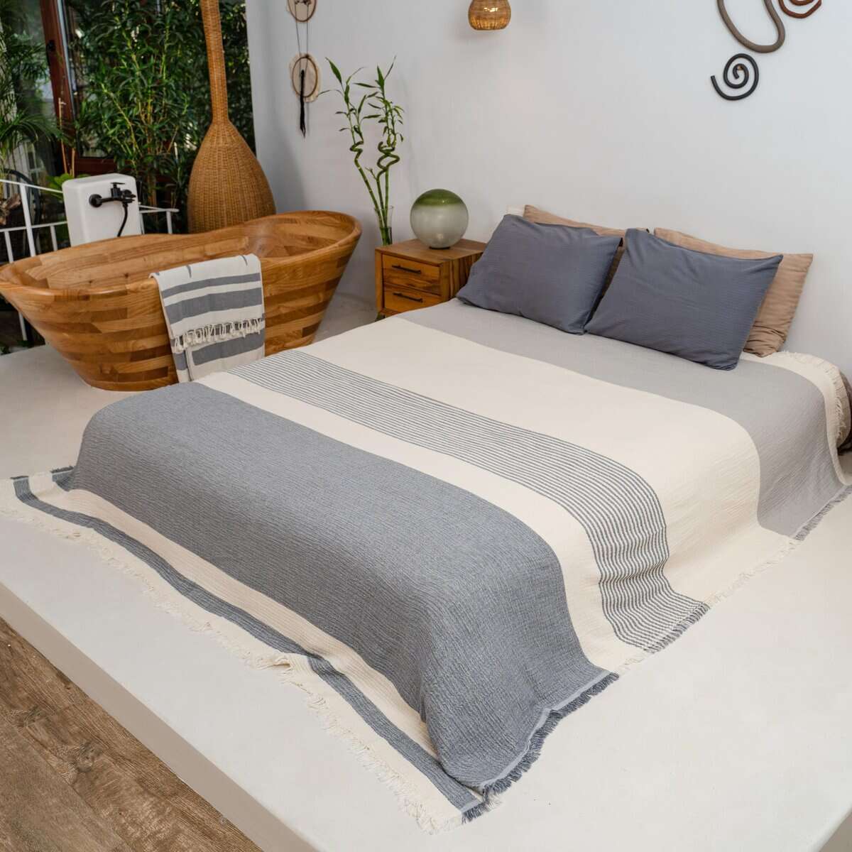 Manta de Muselina DREAMY RIKKA Tamaño Grande -Gris Ceniza - Imagen 3