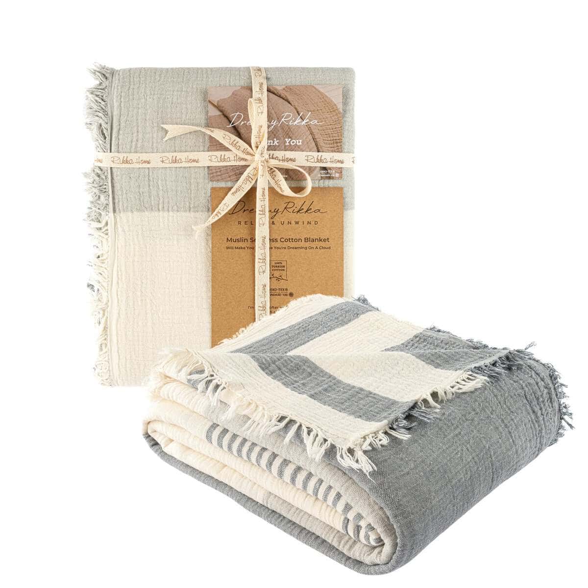 Manta de Muselina DREAMY RIKKA Tamaño Grande -Gris Ceniza