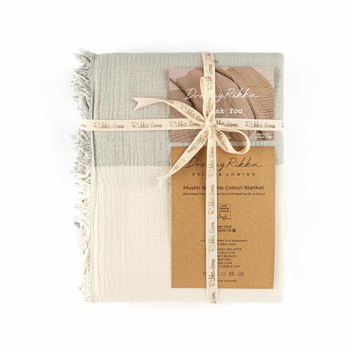 Manta de Muselina DREAMY RIKKA Tamaño Grande -Gris Ceniza - Imagen 5