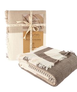 Manta de Muselina DREAMY RIKKA Tamaño Queen -Marrón Tierra