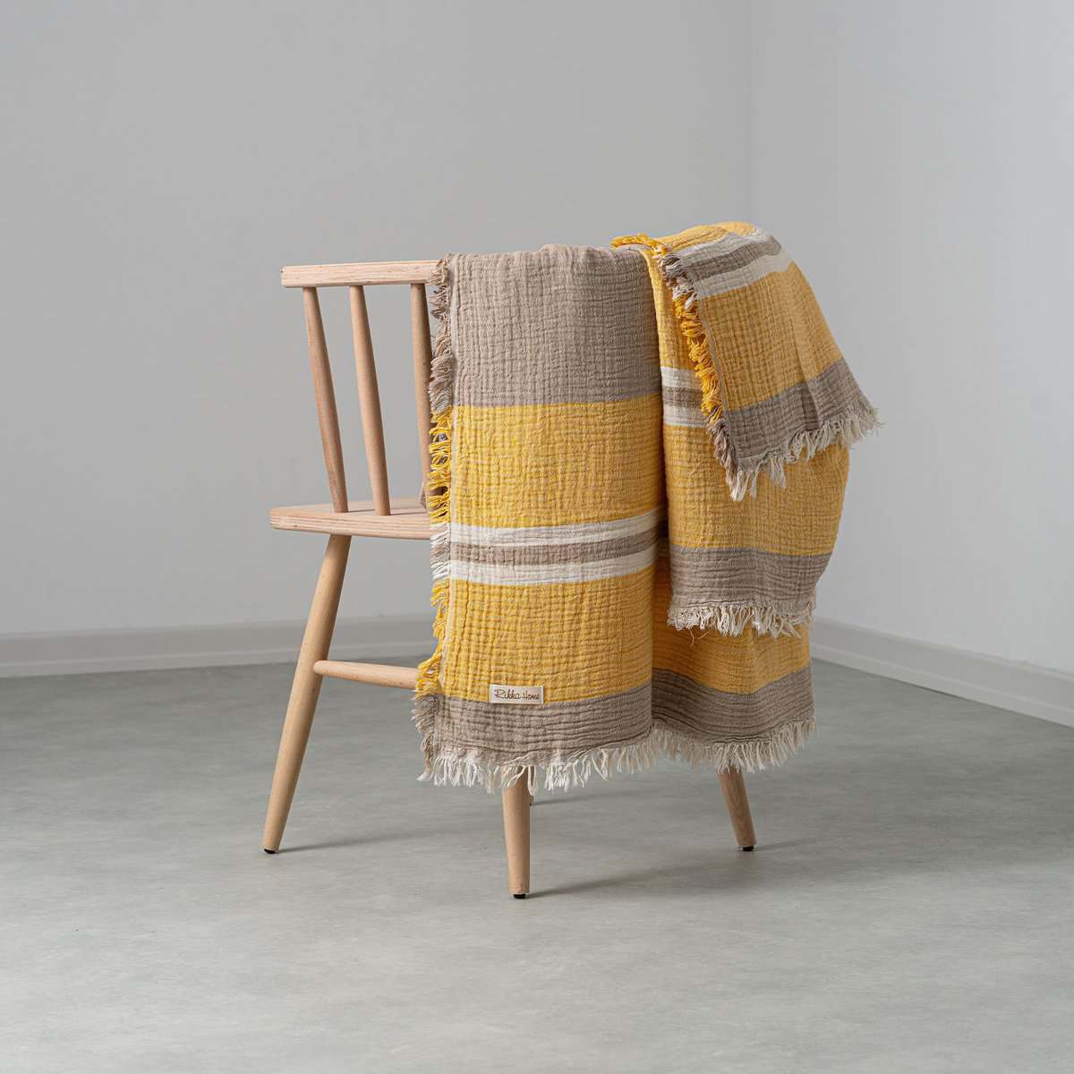 Manta Muselina DREAMY RIKKA tamaño Queen -Beige Dorado - Imagen 4