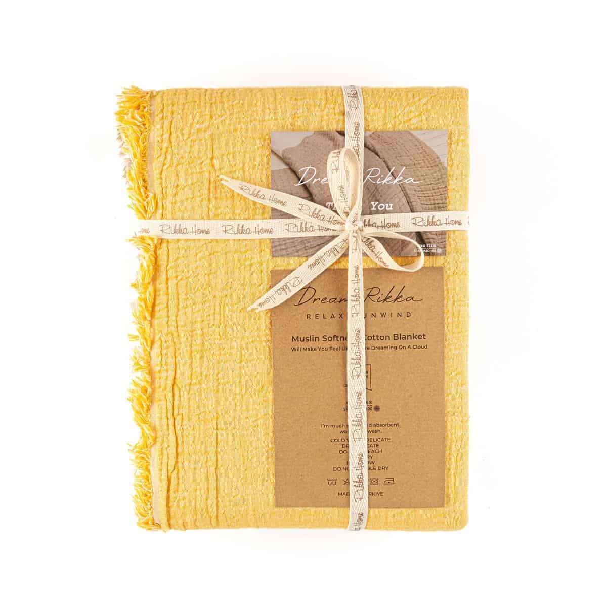 Manta Muselina DREAMY RIKKA tamaño Queen -Beige Dorado - Imagen 5