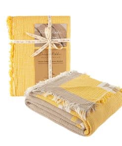 Manta Muselina DREAMY RIKKA tamaño Queen -Beige Dorado