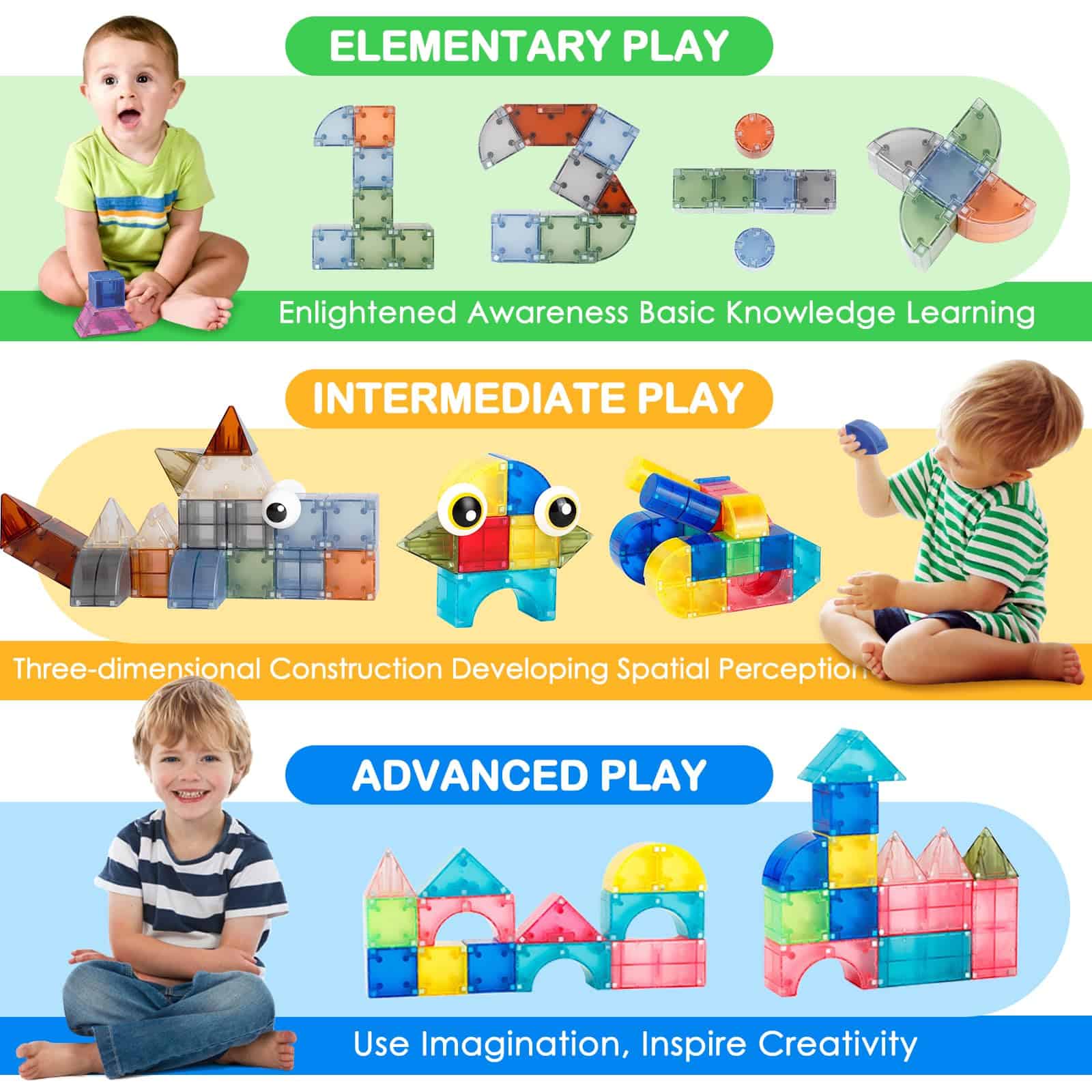 67 PCS Bloques Magnéticos para Niños, Conjunto de Bloques - Imagen 7