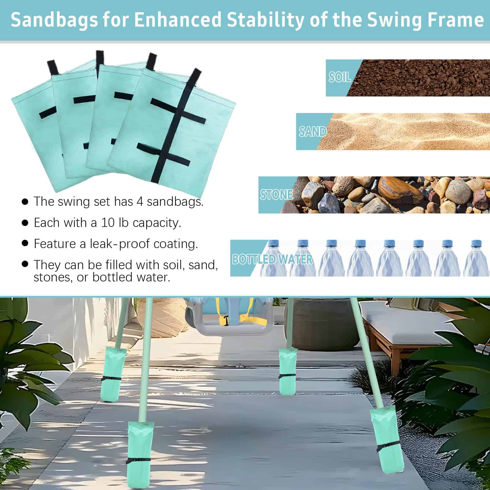 Columpio Multifuncional para Bebés con 4 Bolsas de Arena - Imagen 6