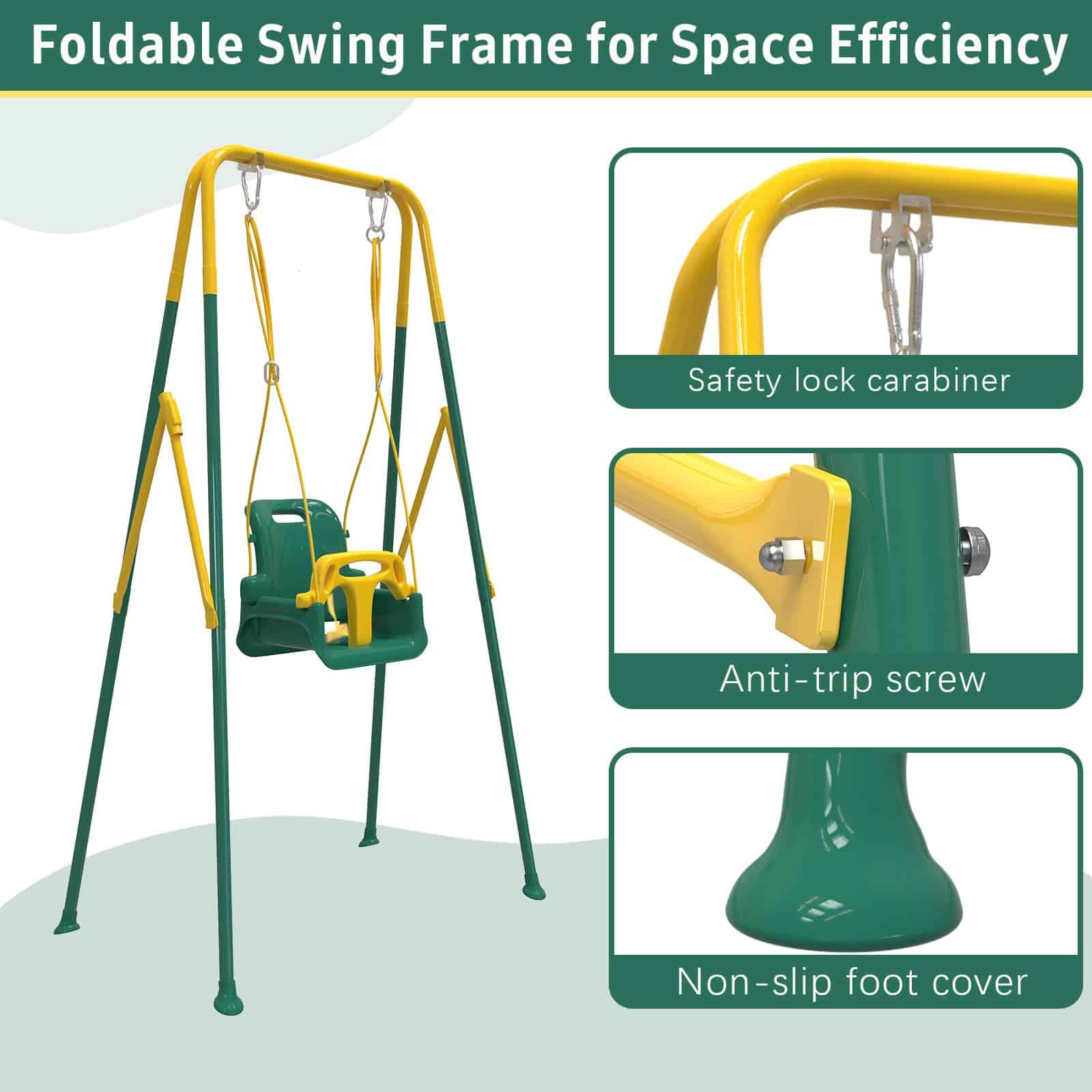 Columpio multifuncional para niños con 4 -Verde - Imagen 6