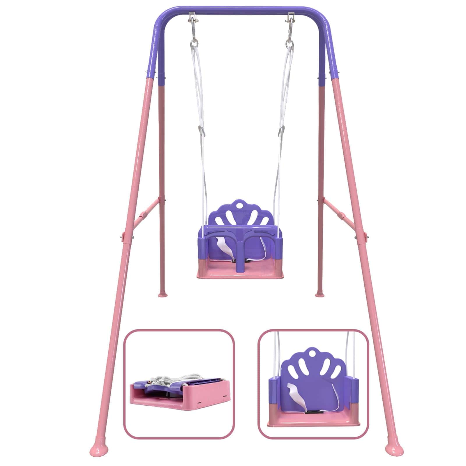 Columpio Multifuncional para Niños con 4 -Rosa