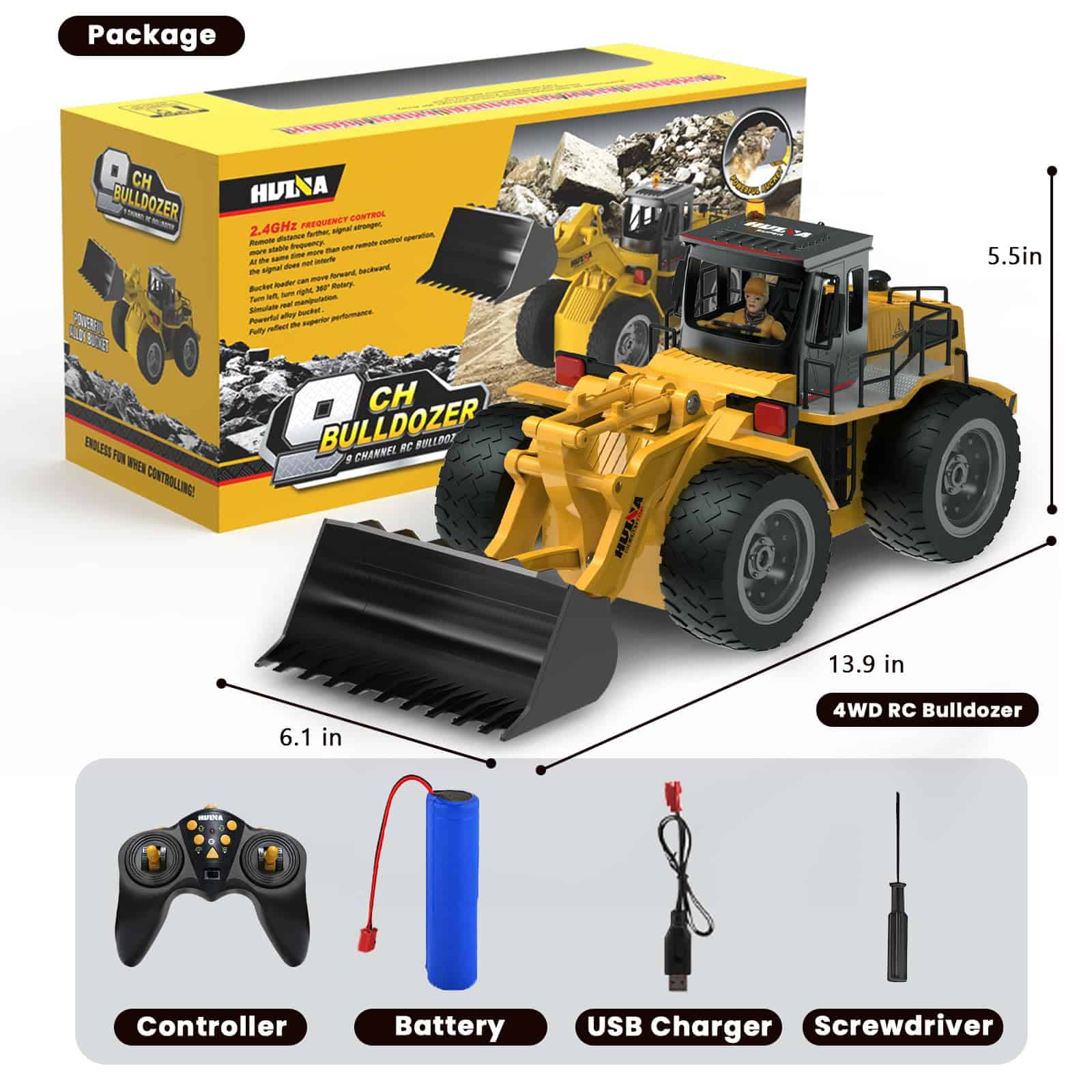 HZQ RC Bulldozer Toy Vehículo de Construcción RC Bulldozer - Imagen 7