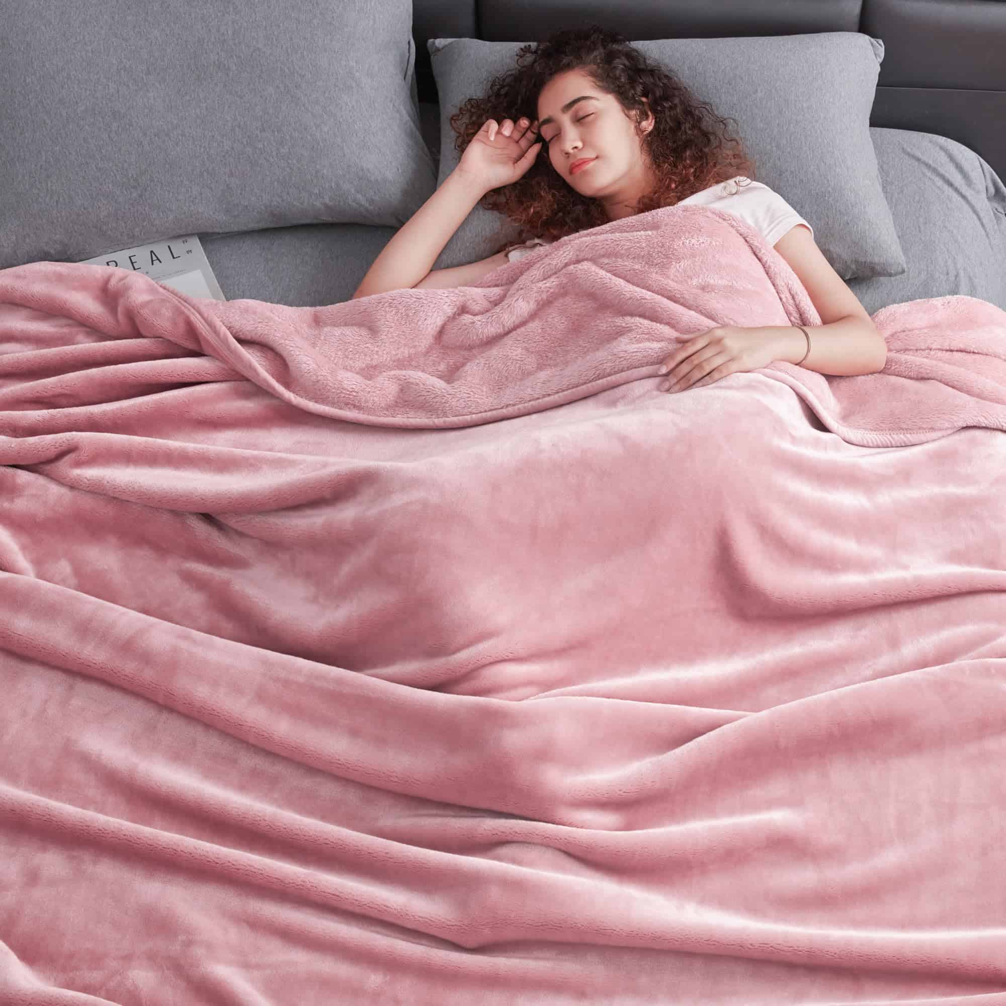 Manta Extra Gruesa de Felpa Mellowdy (Rosa Caramelo, 90x90) - Imagen 4