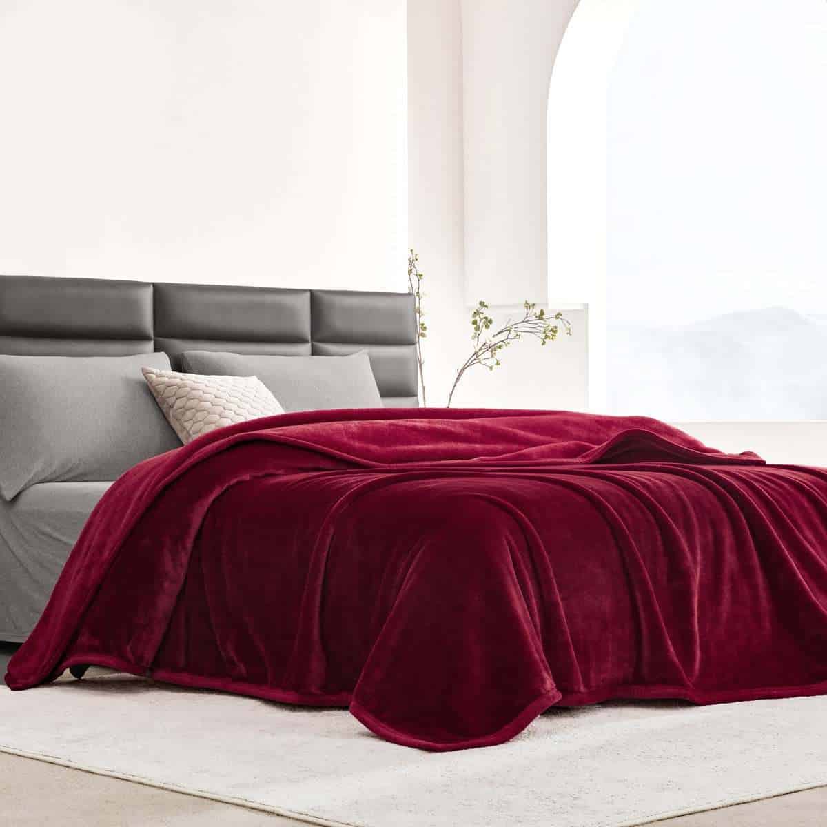 Manta de Franela Mellowdy Extra Gruesa y Acogedora (Rojo - Imagen 6