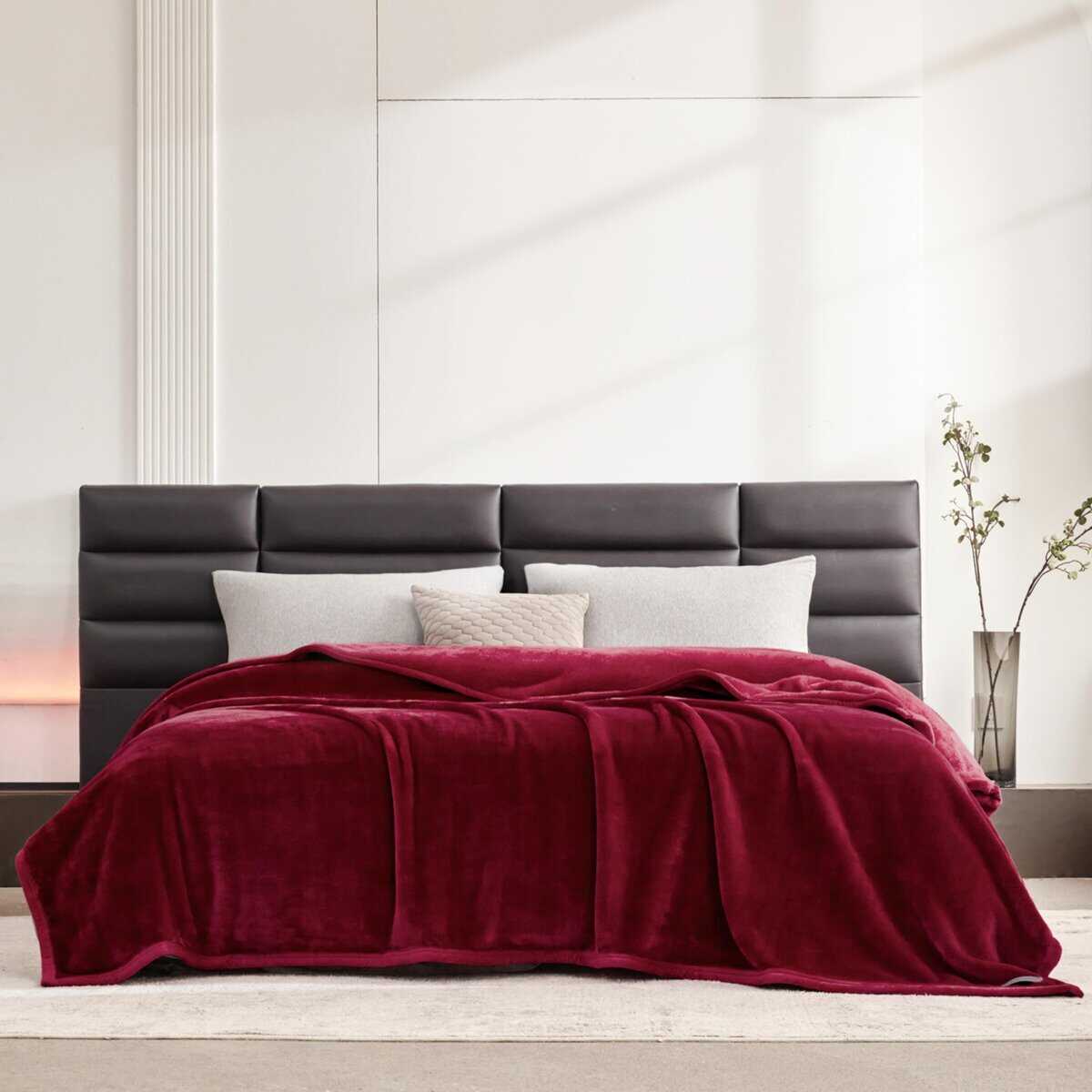 Manta de Franela Mellowdy Extra Gruesa y Acogedora (Rojo - Imagen 8