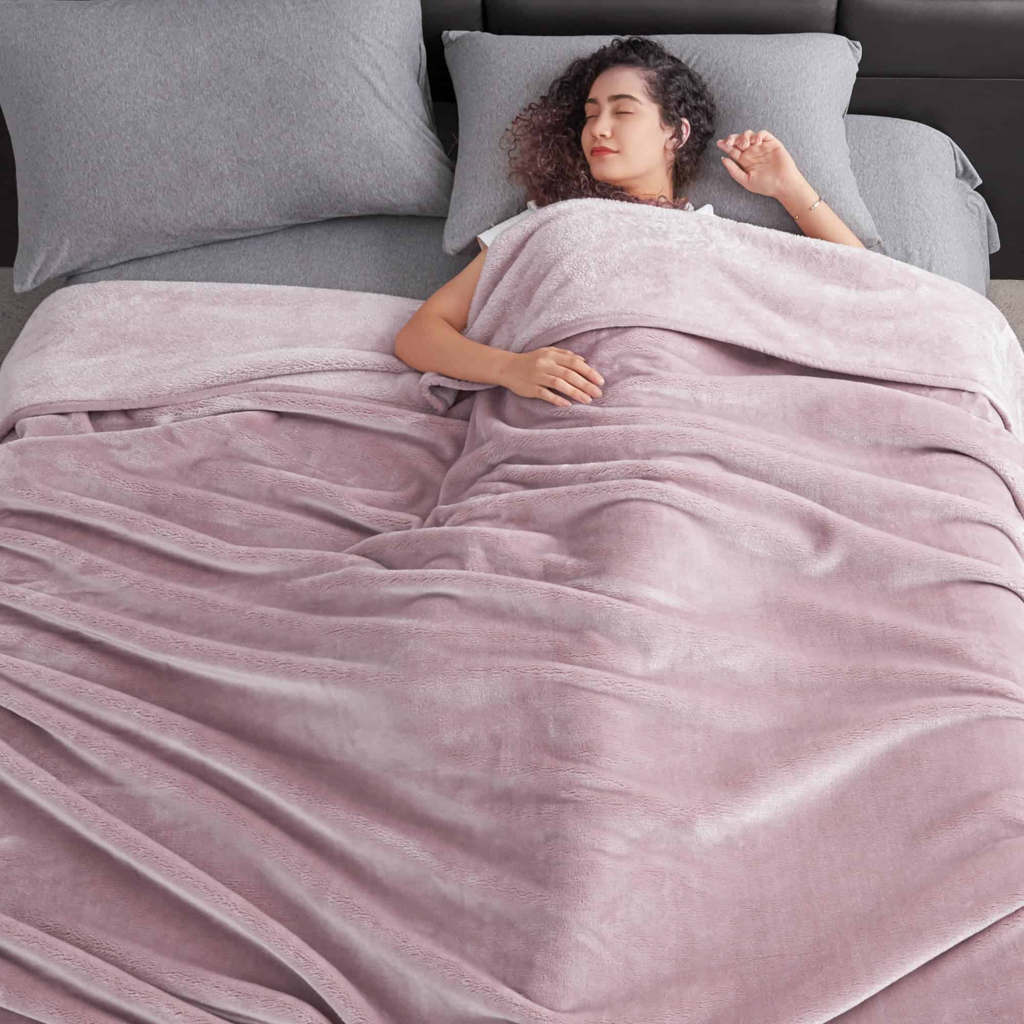 Manta de Franela Gruesa Extra Esponjosa Mellowdy (Rosa - Imagen 4