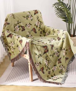 Manta de Lana Ksriylm con Estampado de Mariposas para Sofá,