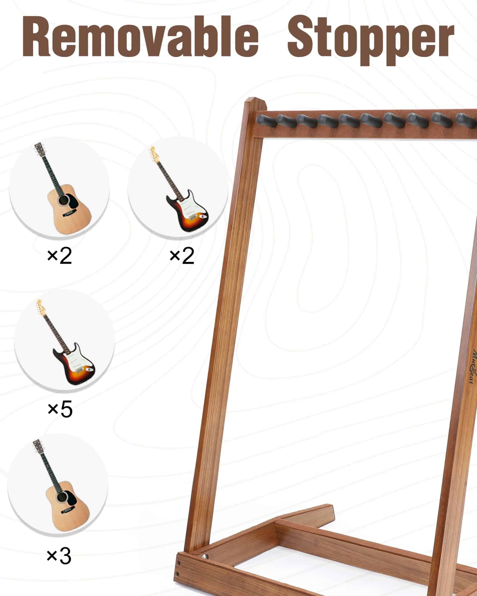 Soporte múltiple para guitarra Musbeat, Soporte de madera - Imagen 5