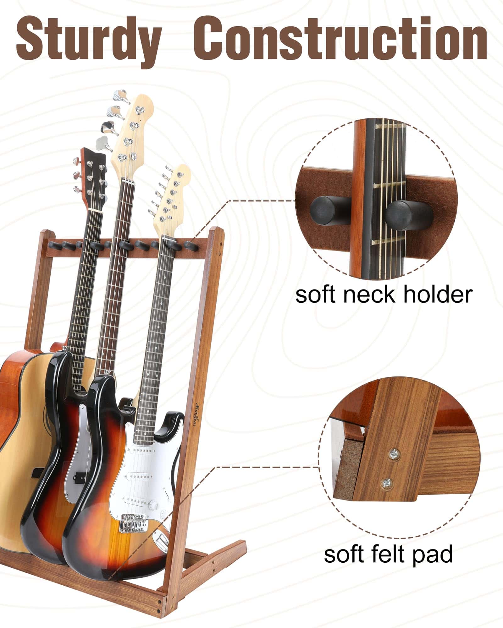 Soporte múltiple para guitarra Musbeat, Soporte de madera - Imagen 4