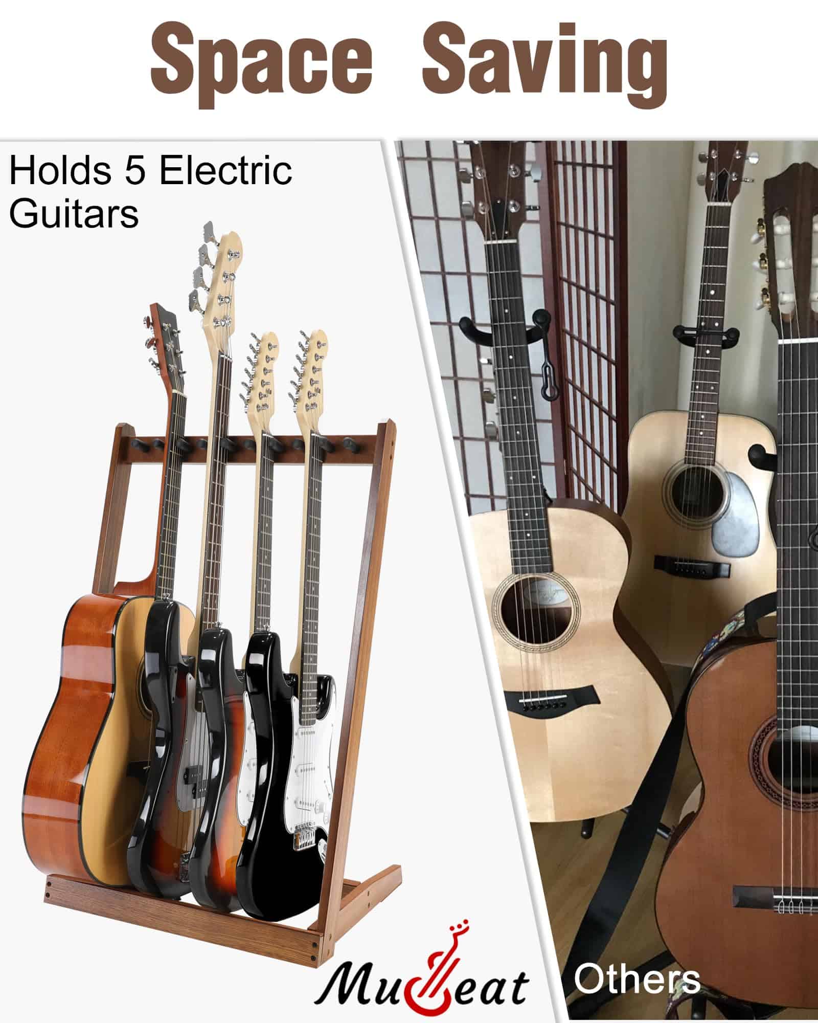 Soporte múltiple para guitarra Musbeat, Soporte de madera - Imagen 8