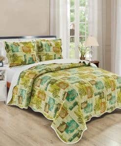 Juego de Colcha de Onda Bordeada de Tamaño King de 3 Piezas