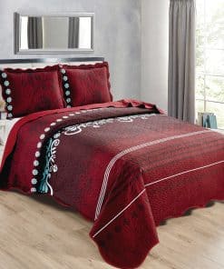 Conjunto de Colcha King Size de 3 Piezas con Borde de Onda