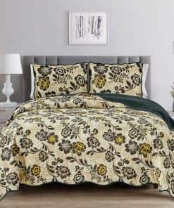 Juego de Edredón con Borde de Ola Tamaño Queen de 3 Piezas,