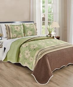 Juego de colcha de 3 piezas con diseño de bordes ondulados