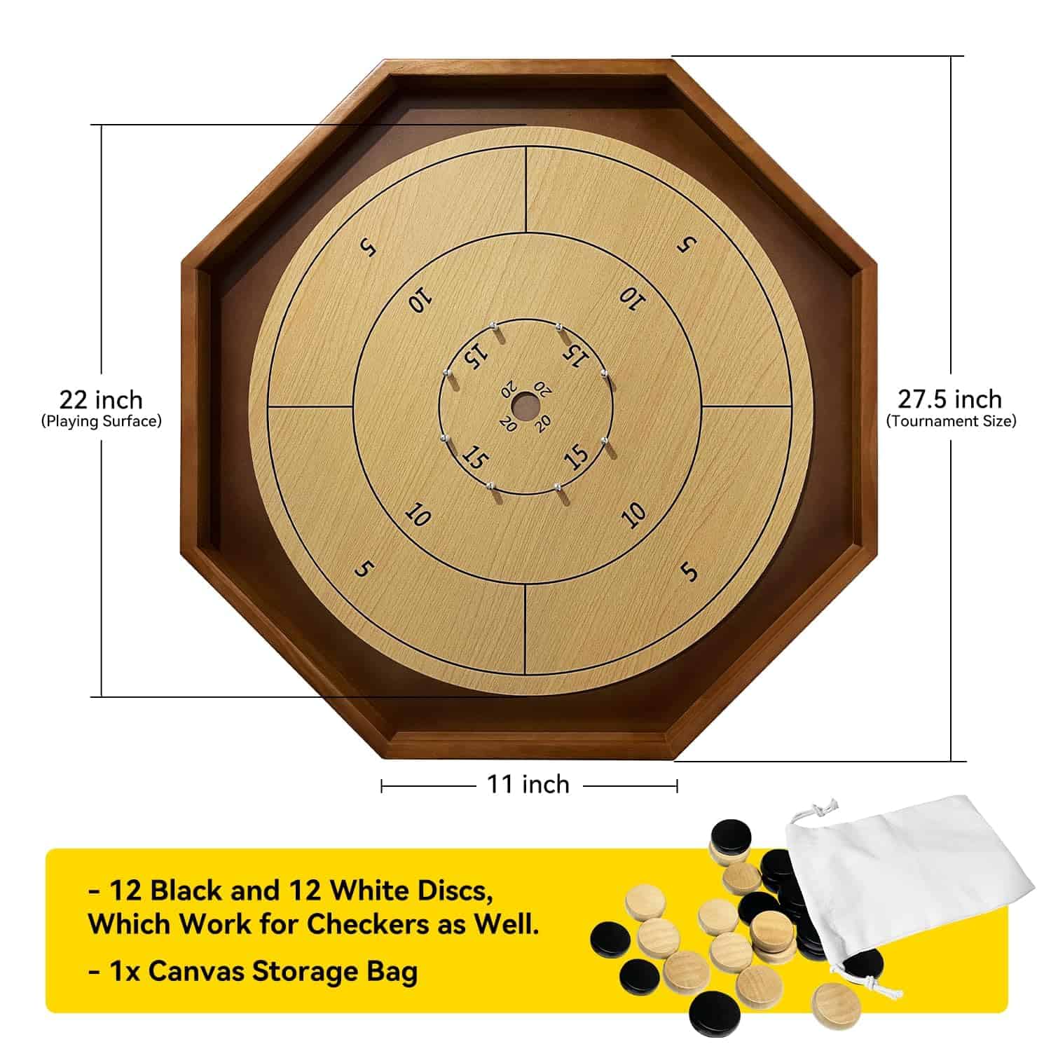 Tablero de Juego de Crokinole de Torneo de 27 Pulgadas, 2 - Imagen 5