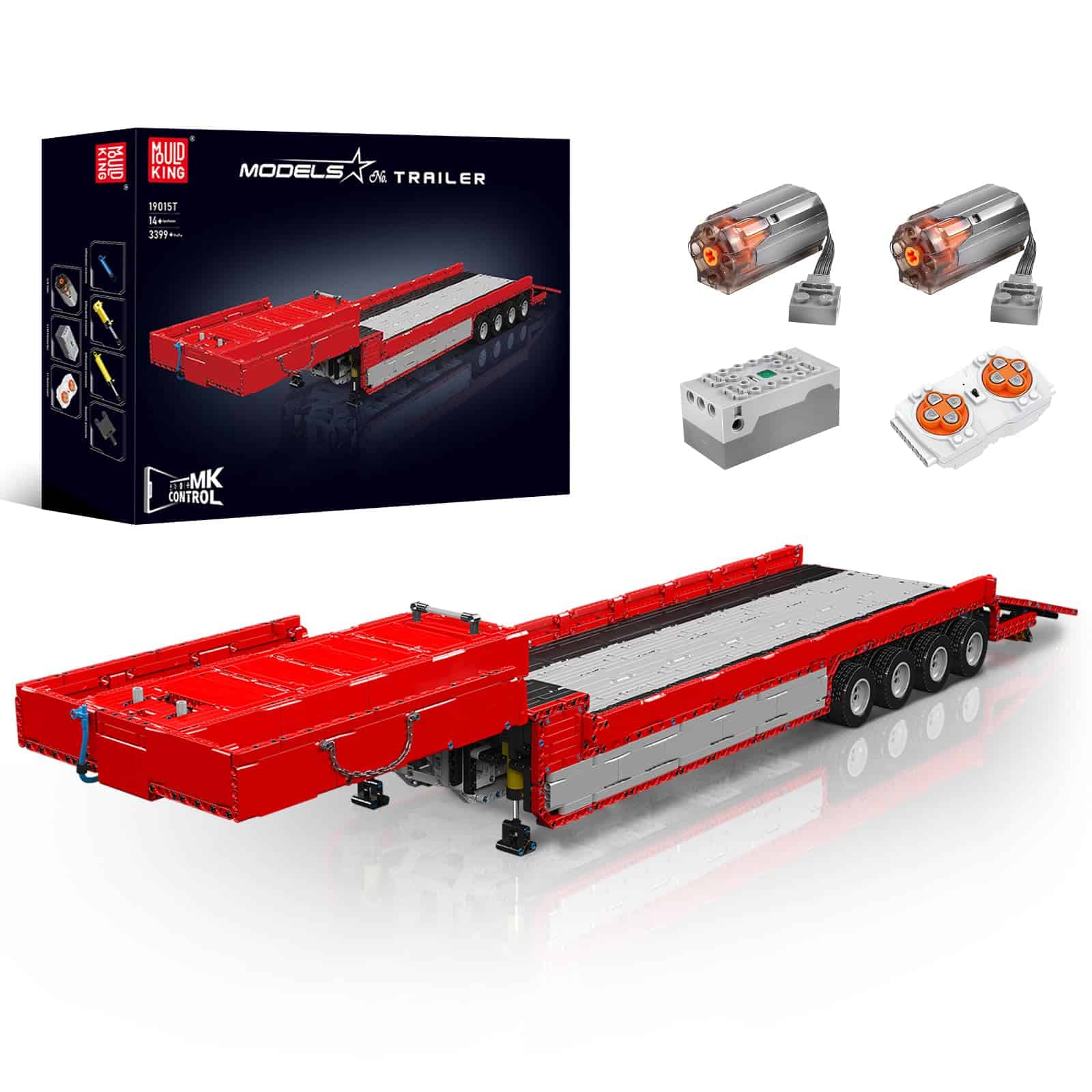 Mould King 19015T Trailer Truck Block Kits Model, Set de