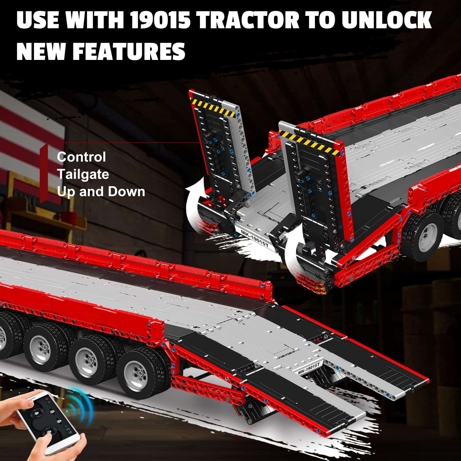 Mould King 19015T Trailer Truck Block Kits Model, Set de - Imagen 5