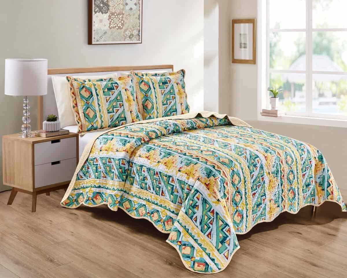 Juego de Edredón de Olas Oversized de 3 Piezas California