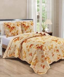 Juego de Colcha de 3 Piezas para Cama Queen Size con Borde