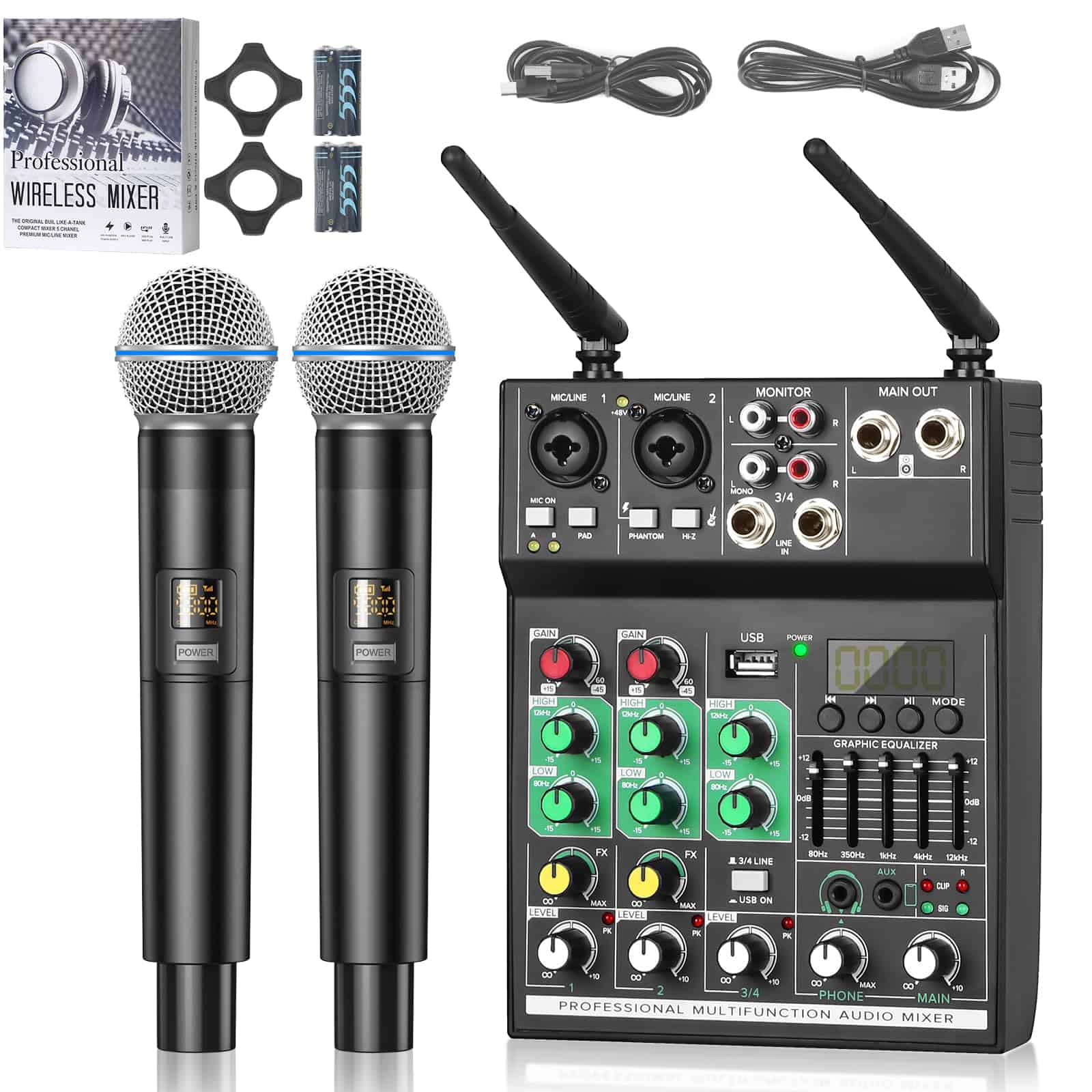 Mezclador de Audio de 4 Canales, Profesional con Doble