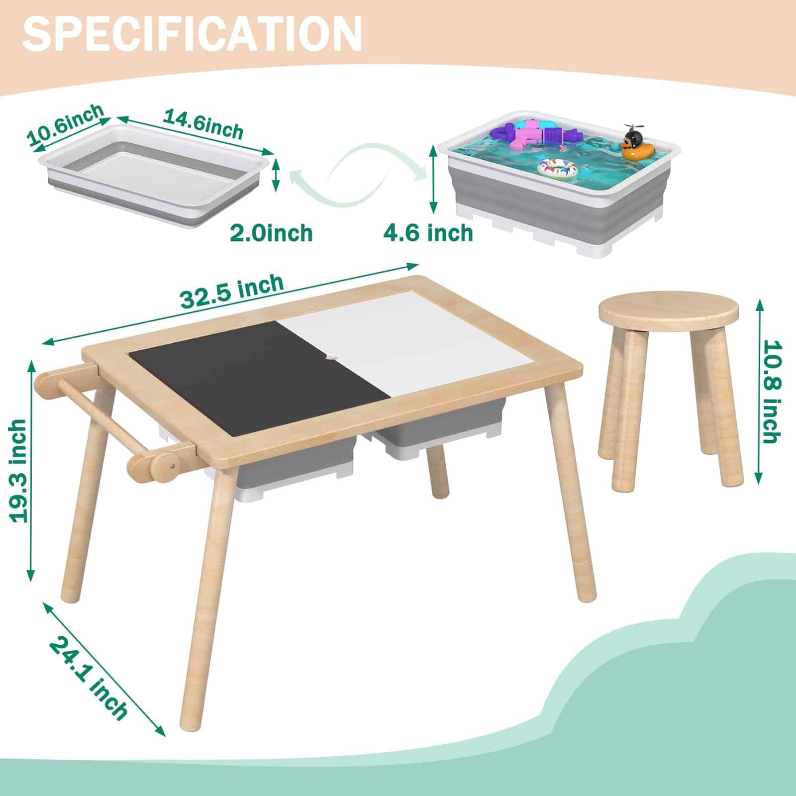 Mesa Sensorial para Niños con 2 Contenedores de - Imagen 3