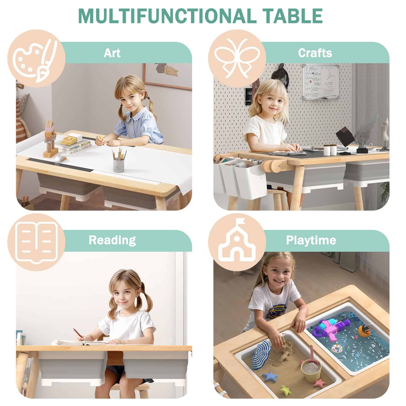 Mesa Sensorial para Niños con 2 Contenedores de - Imagen 8