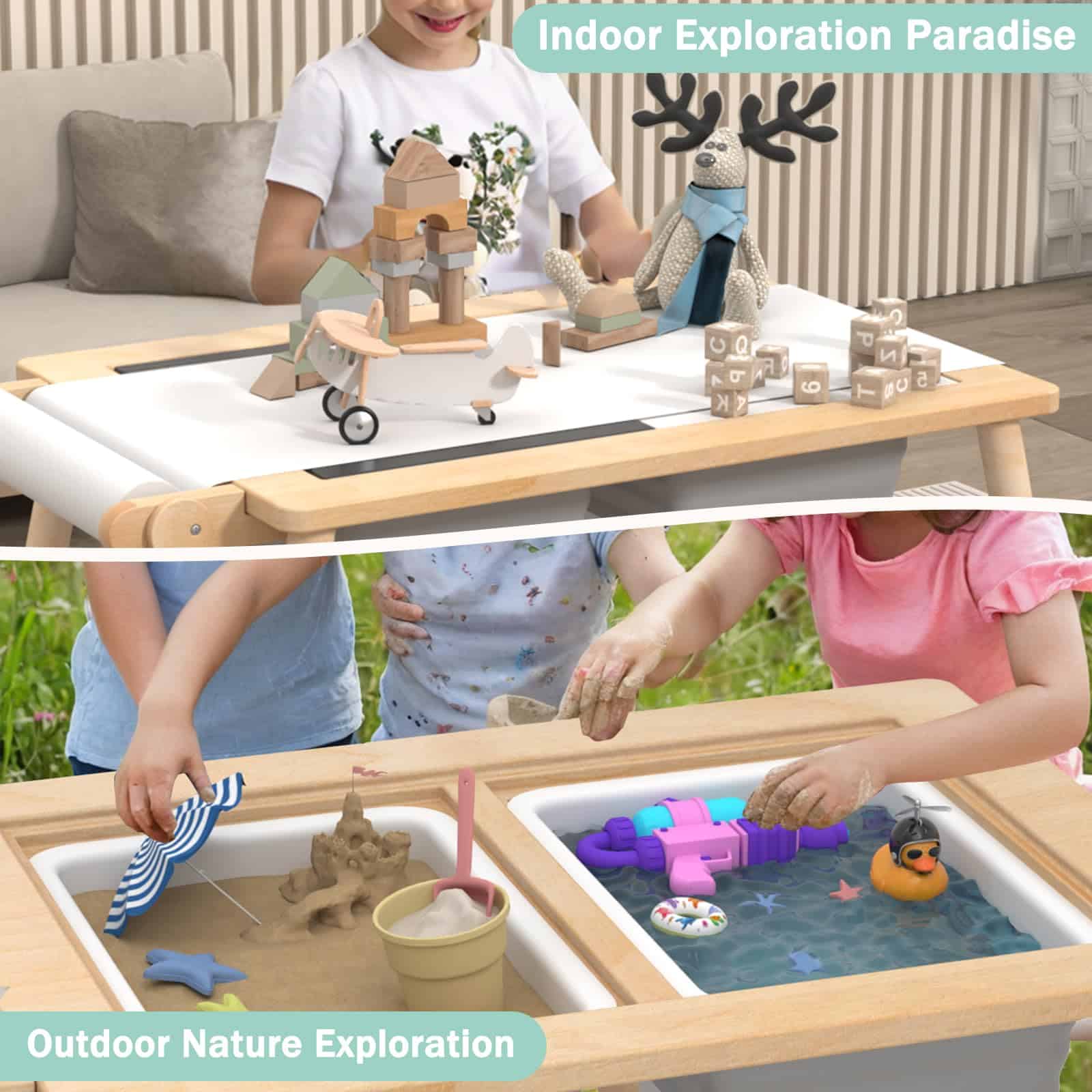 Mesa Sensorial para Niños con 2 Contenedores de - Imagen 6