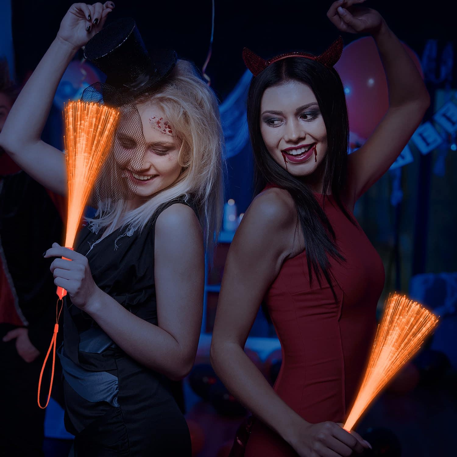 YOFOBU 60-Pack Varitas de Fibra Óptica Naranja con Luz LED, - Imagen 4