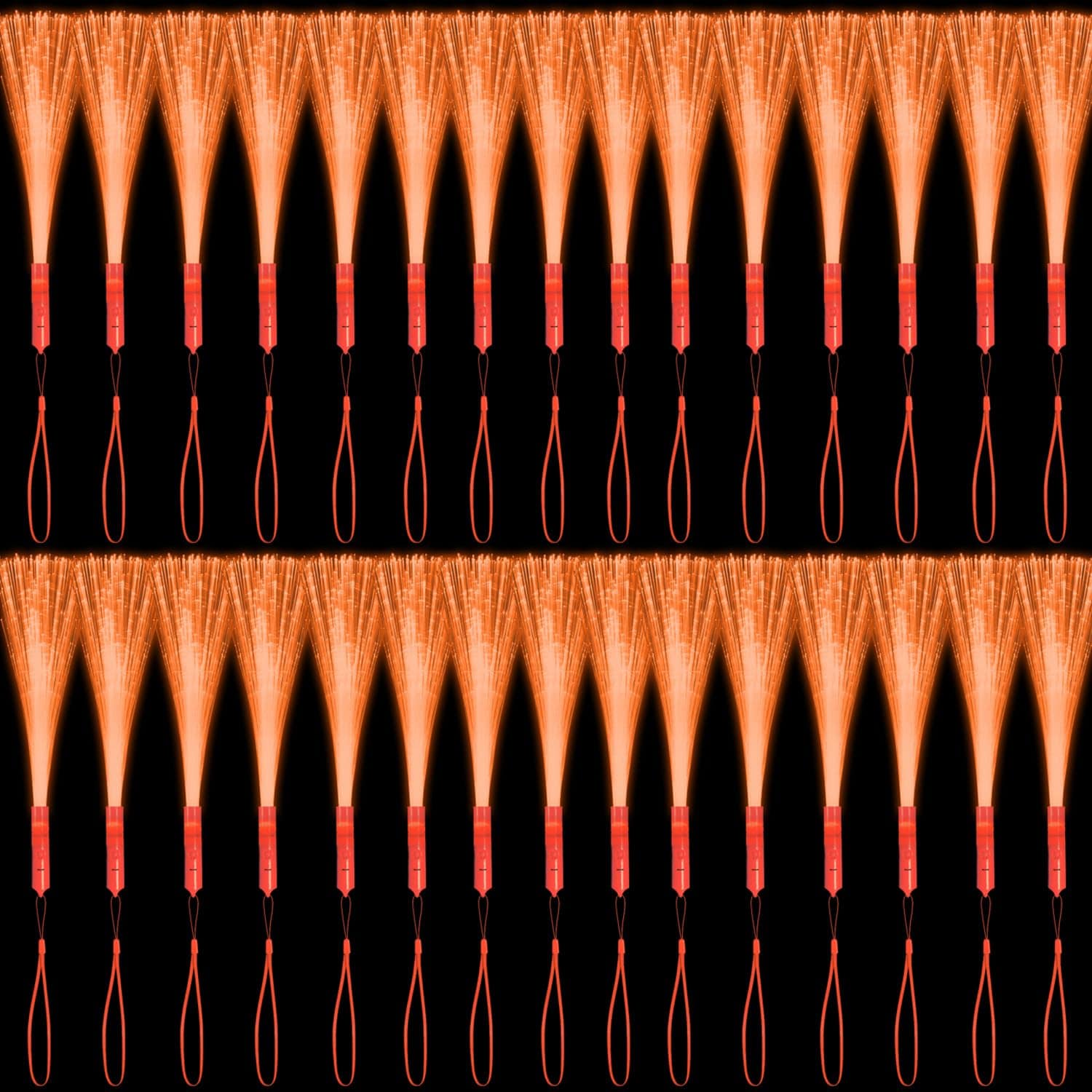 YOFOBU 60-Pack Varitas de Fibra Óptica Naranja con Luz LED,