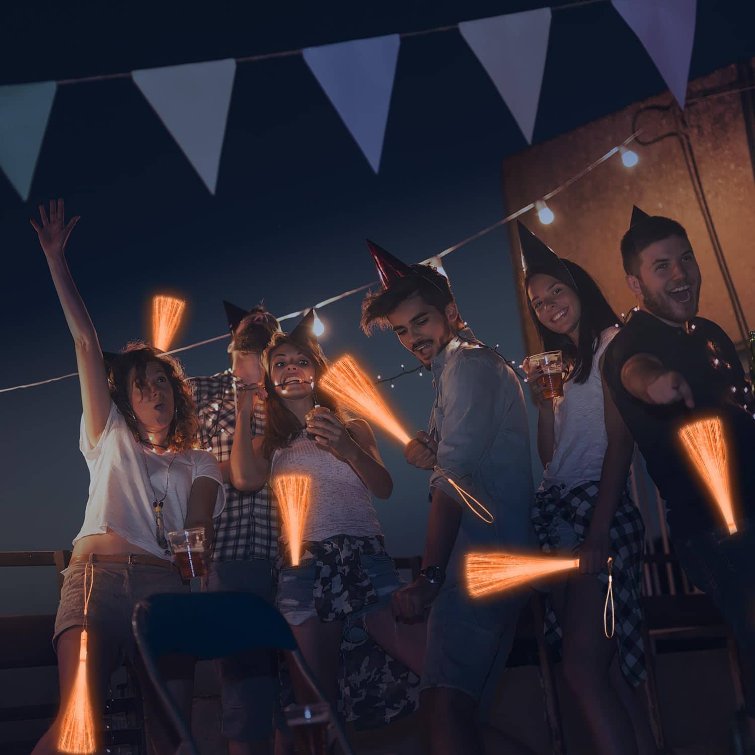 YOFOBU 60-Pack Varitas de Fibra Óptica Naranja con Luz LED, - Imagen 8