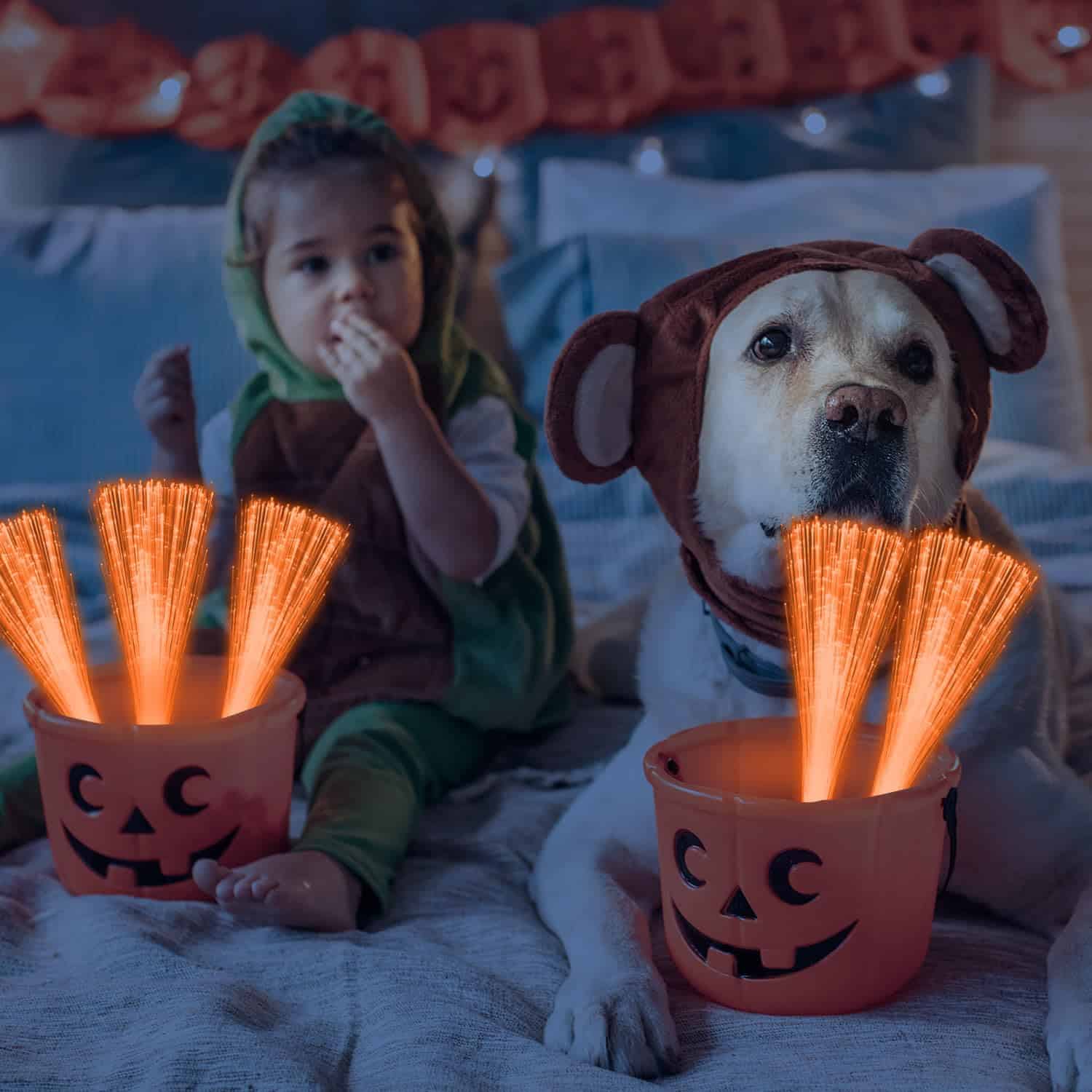 YOFOBU 60-Pack Varitas de Fibra Óptica Naranja con Luz LED, - Imagen 7