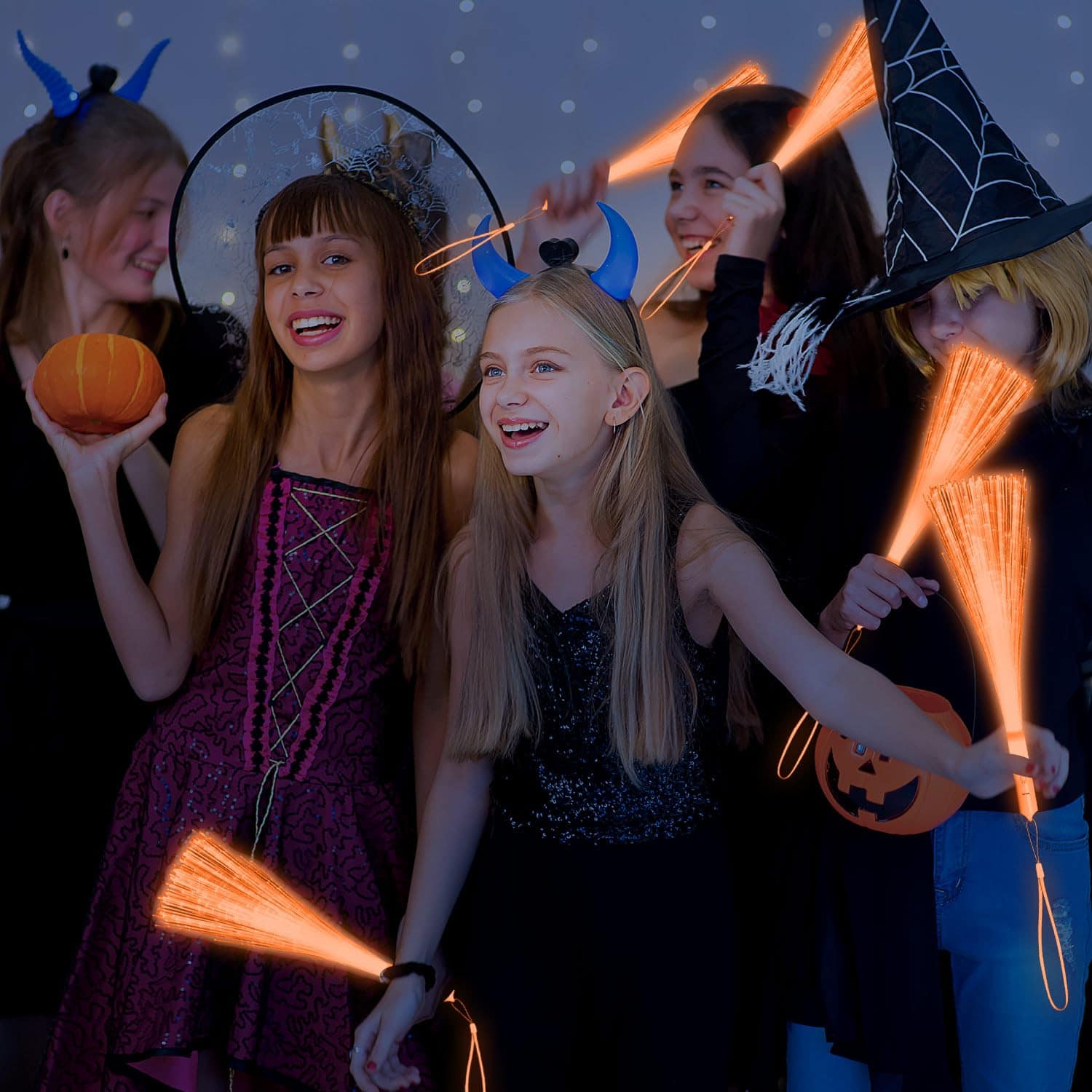 YOFOBU 60-Pack Varitas de Fibra Óptica Naranja con Luz LED, - Imagen 5