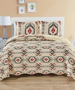 Juego de Cubrecama King Size de 3 Piezas con Borde de Onda