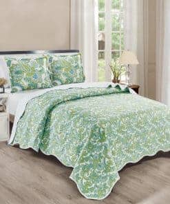 Juego de Edredón Queen Size con Borde en Ondas de 3 Piezas