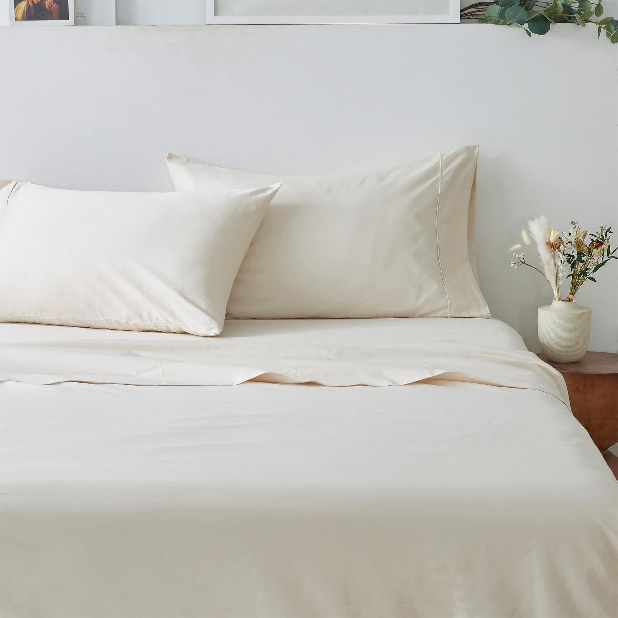 Juego de Sábanas Queen Size 100% Algodón -Natural