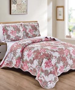 Juego de Colcha King Size de 3 Piezas con Borde en Onda de