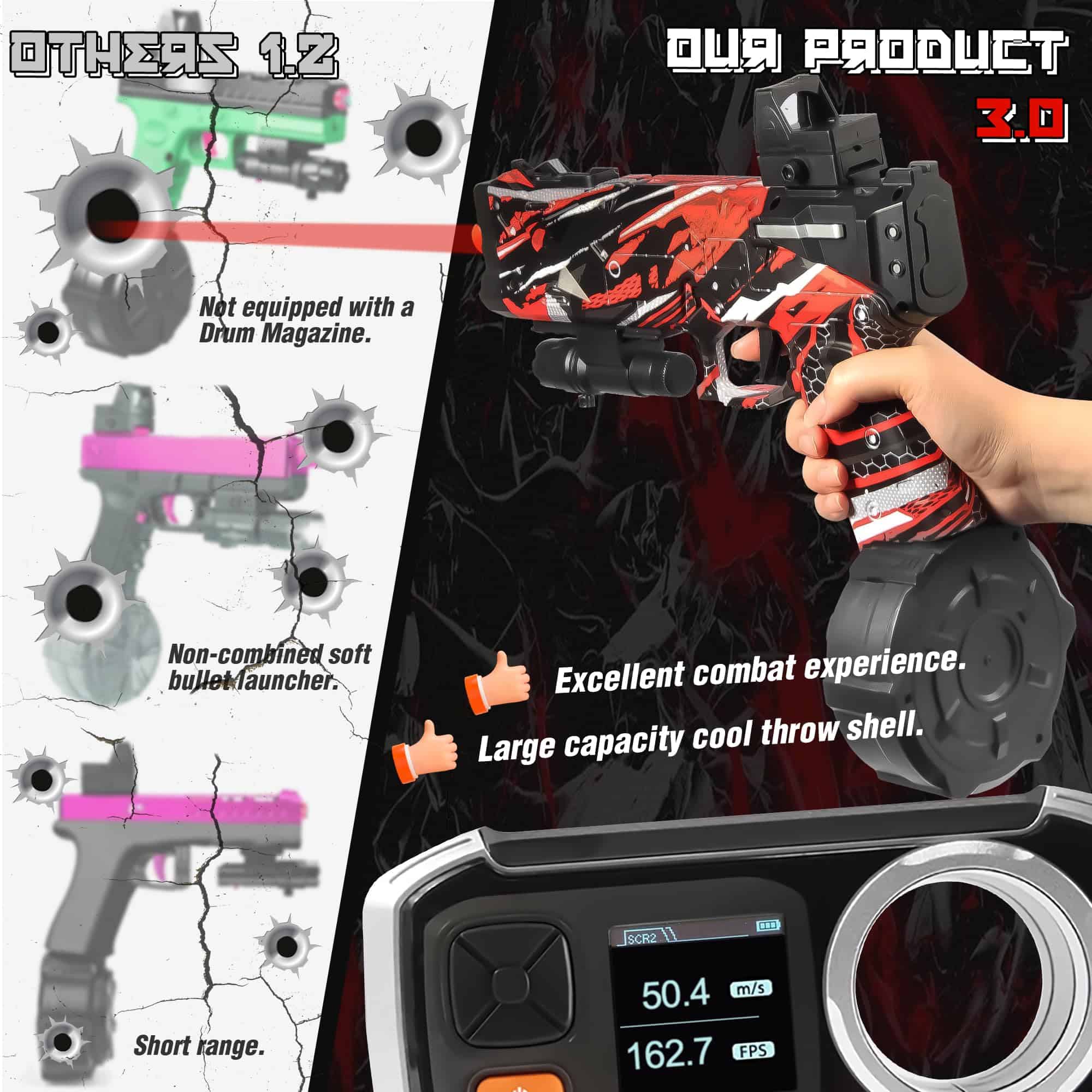 Blaster de Gel con Tambor, Modo Dual Manual y Automático, - Imagen 3