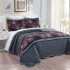 Juego de Edredón de Tamaño Completo de 3 -Negro Rojo Gris Bl