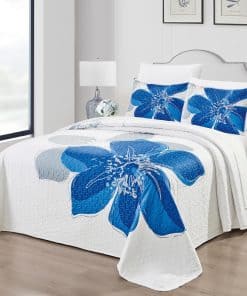 Juego de Colcha de Hibiscos Oversize para Cama Queen de 3